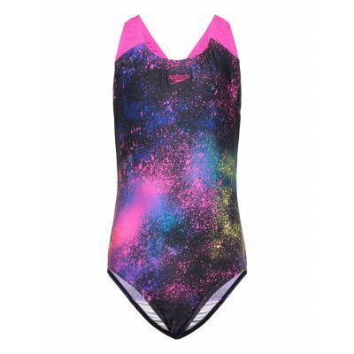 Girls Digital Allover Splashback Sport Swimsuits Svart Speedo
