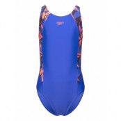 Girls Hyperboom Splice Muscleback Sport Swimsuits Blue Speedo
