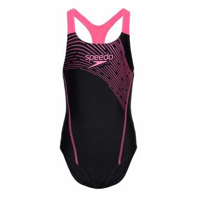 Girls Medley Logo Medalist Sport Swimsuits Svart Speedo