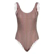 H2O Stripe Swimsuit - Brown - XL