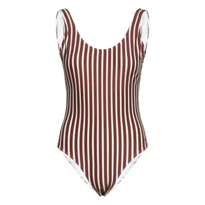H2O Stripe Swimsuit - Brown - XL