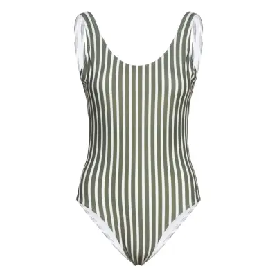 H2O Stripe Swimsuit - Khaki green - M