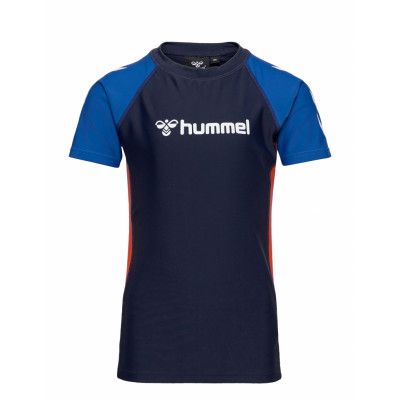 Hmlzab Swim T-Shirt S/S Swimwear UV Clothing UV Tops Blå Hummel