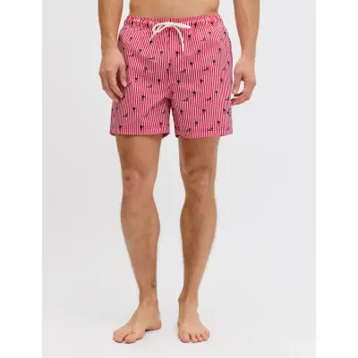 Jack & Jones Jpstmaui Breeze Mini Stripe Swim Srt Sn - Red - XXL