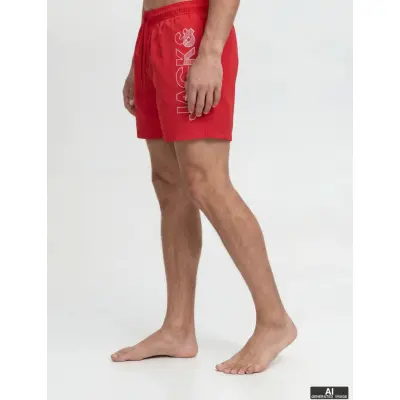 Jack & Jones Jpstmaui Wave Logo Swim Shorts Reg Sn - Red - L