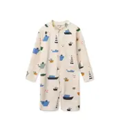 Liewood Max Printed Ls Swim Jumpsuit - Cream - 104