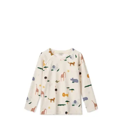 Liewood Noah Printed Longsleeve Swim Tee Beige