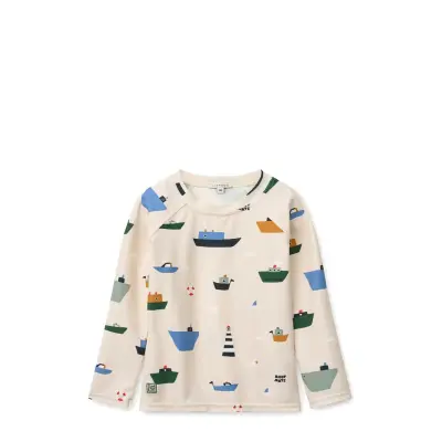 Liewood Noah Printed Longsleeve Swim Tee - Cream - 128