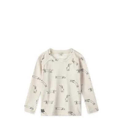 Liewood Noah Printed Longsleeve Swim Tee - Cream - 68