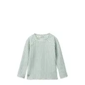Liewood Noah Seersucker Longsleeve Swim Tee - Green - 140