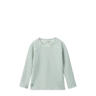 Liewood Noah Seersucker Longsleeve Swim Tee - Green - 62