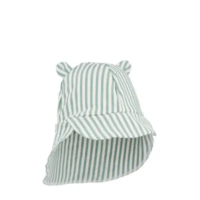 Liewood Senia Seersucker Sun Hat With Ears - Green - 0/3M