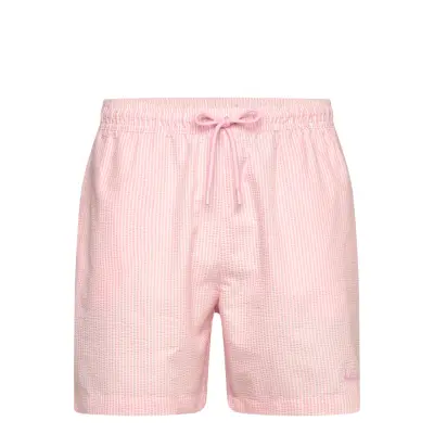 Lindbergh Striped Seersucker Swim Shorts - Pink - XXXL