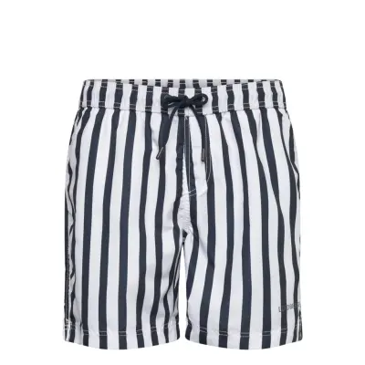 Lindbergh Striped Swim Shorts Marinblå
