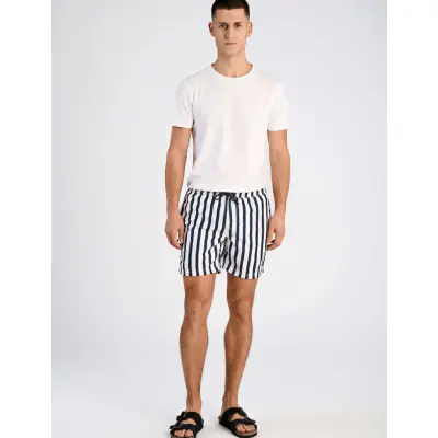 Lindbergh Striped Swim Shorts - Navy - S