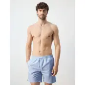 Mango Seersucker Swimming Trunks - White - L