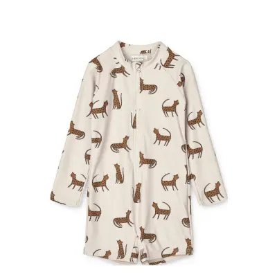 Liewood Max Printed Longsleeve Swim Jumpsuit Kräm