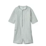 Liewood Max Seersucker Shortsleeve Swim Jumpsuit Blå