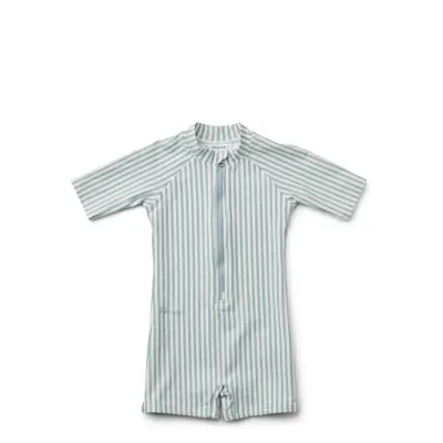 Max Seersucker Swim Jumpsuit Swimwear UV Clothing UV Suits Blå Liewood