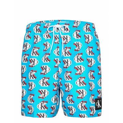 Medium Drawstring-Print Badshorts Blå Calvin Klein