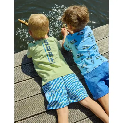 Minymo Swim Shorts Aop - Blue - 140