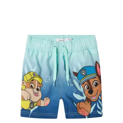 name it Nmmmabbe Paw Long Swimshorts Cplg - Blue - 86