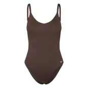 NIKE SWIM Nike Essential V Neck Piece Brun