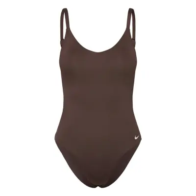 NIKE SWIM Nike Essential V Neck Piece Brun