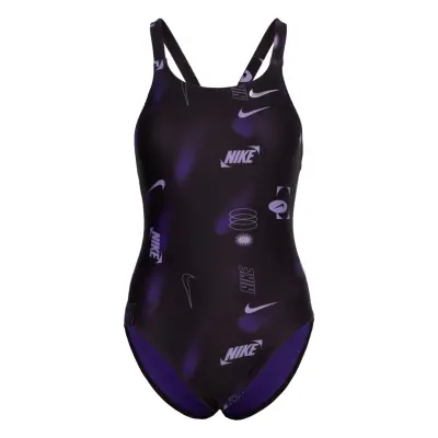NIKE SWIM Nike Hydrastrong Multi Print Fastback Piece Lila