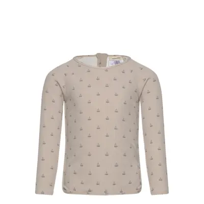 Lil'Atelier Nmmfarlo Ls Uv Swim Top Lil Beige