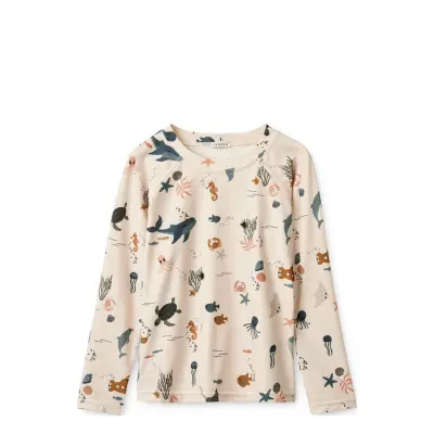 Liewood Noah Printed Longsleeve Swim Tee Kräm