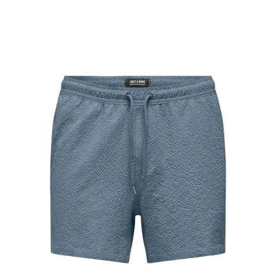 ONLY & SONS Onsted Life Solid Seersucker Swim Noos Blå