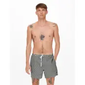ONLY & SONS Onsted Stripe Seersucker Swim Noos - Black - XS