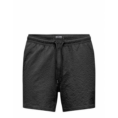 ONLY & SONS Onsted Life Solid Seersucker Swim Noos Svart
