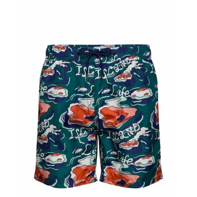 Peached Swim Short With Aop Badshorts Blå Scotch & Soda