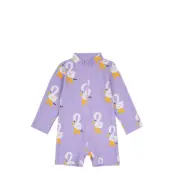 Pelican All Over Swim Playsuit Swimwear UV Clothing UV Suits Lila Bobo Choses