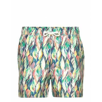 Printed Swmshorts - Painted Leaves Badshorts Multi/mönstrad Far Afield