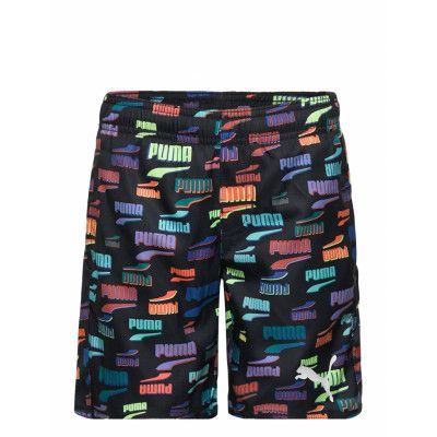Puma Swim Boys Medium Length Logo P Badshorts Svart Puma Swim