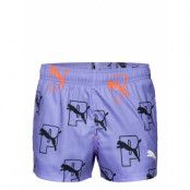 Puma Swim Men Print Cat Logo Short Badshorts Lila Puma Swim