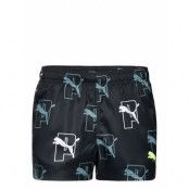 Puma Swim Men Print Cat Logo Short Badshorts Svart Puma Swim