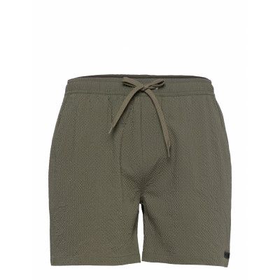 Quinn Seersucker Swim Shorts Badshorts Grön Les Deux