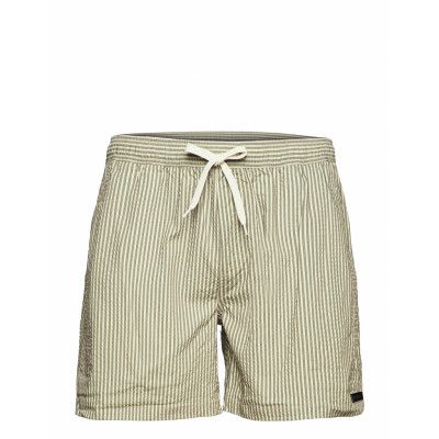 Quinn Seersucker Swim Shorts Badshorts Grön Les Deux