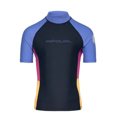 Rip Curl Block Party Ss Rash Vest -Gir Marinblå