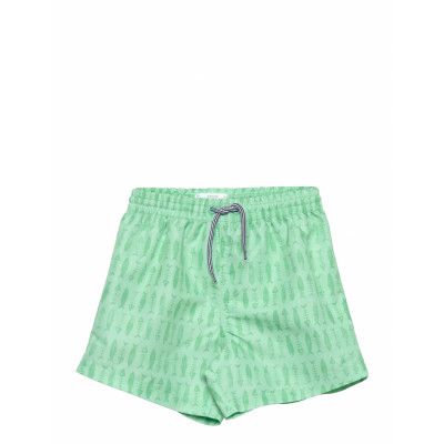 Fish-Print Swimming Trunks *Villkorat Erbjudande Badshorts Grön Mango