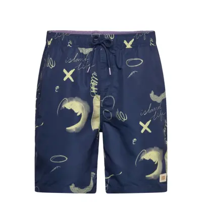 Scotch & Soda Printed Long-Length Swimshort Blå