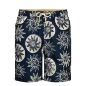 Scotch & Soda Printed Longlength Swim Shorts - Navy - XL