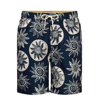 Scotch & Soda Printed Longlength Swim Shorts - Navy - XL