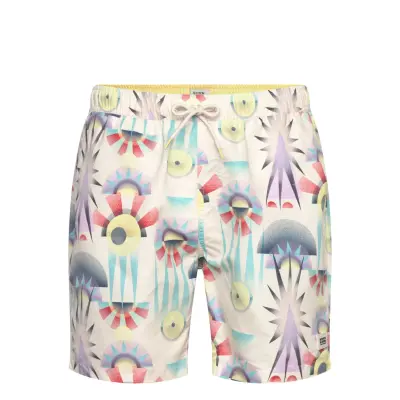 Scotch & Soda Printed Mid-Length Swimshort - Cream - XL