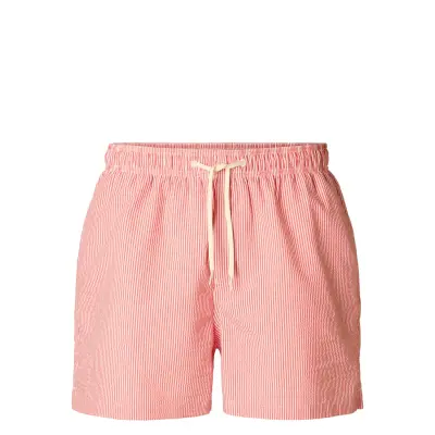 Selected Slhcooper-Seersucker Swimshorts Röd