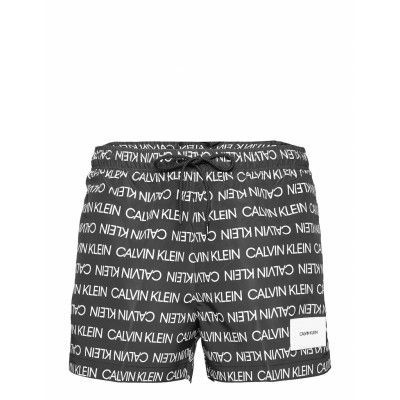 Short Drawstring-Print Badshorts Svart Calvin Klein